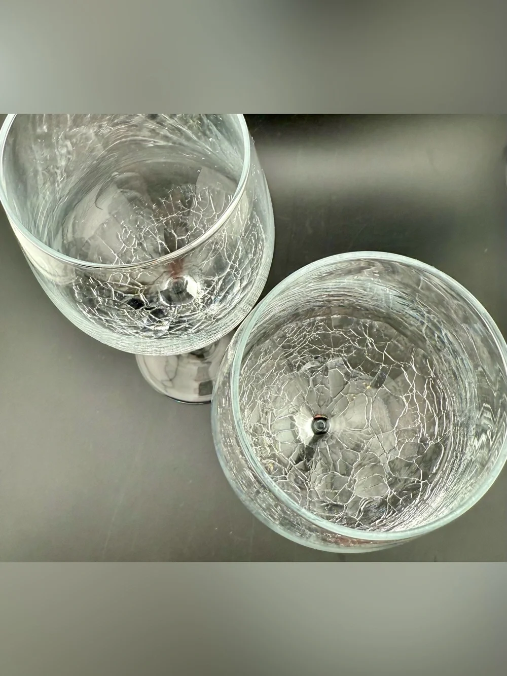 2 Pier 1  Crackled white wine glasses. 12oz